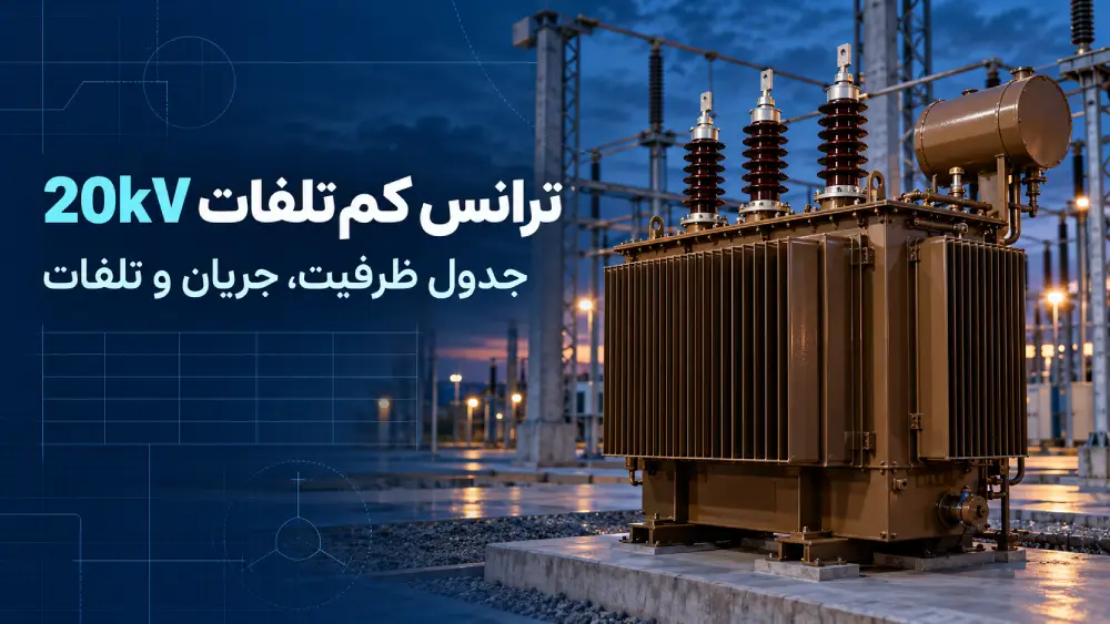 تصویر شاخص جدول مشخصات ترانسفورماتور کم‌تلفات 20kV در پست برق
